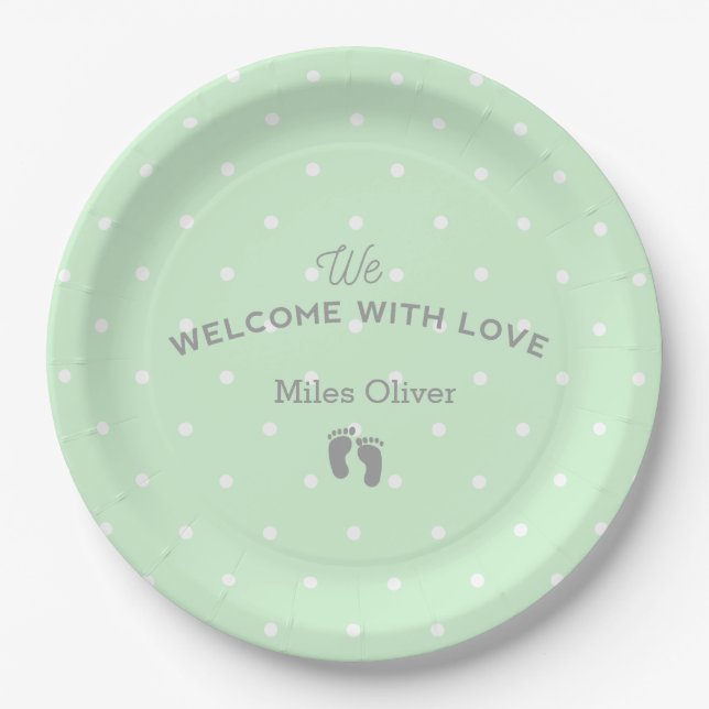 Papierplatte des willkommenen Baby-Party Pappteller (Vorderseite)