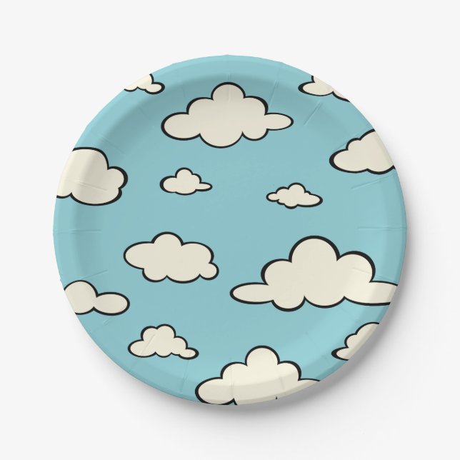 PAPIERPLATTE DES WUNDERBLAUEN SKY CLOUD PATTERN PAPPTELLER (Vorderseite)