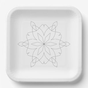 Papierplatte - Einfache Linien Mandala Muster Pappteller