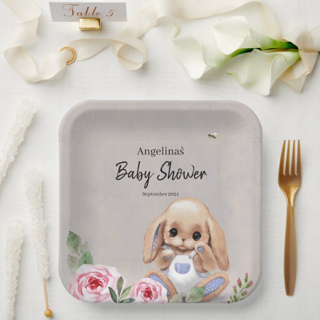 Papierplatte für Babydusche mit niedlichem Design. Pappteller (Hochzeit)