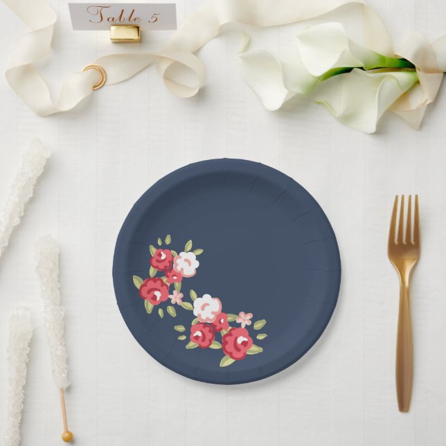Papierplatte für blaue Vintage Rose Pappteller (Hochzeit)