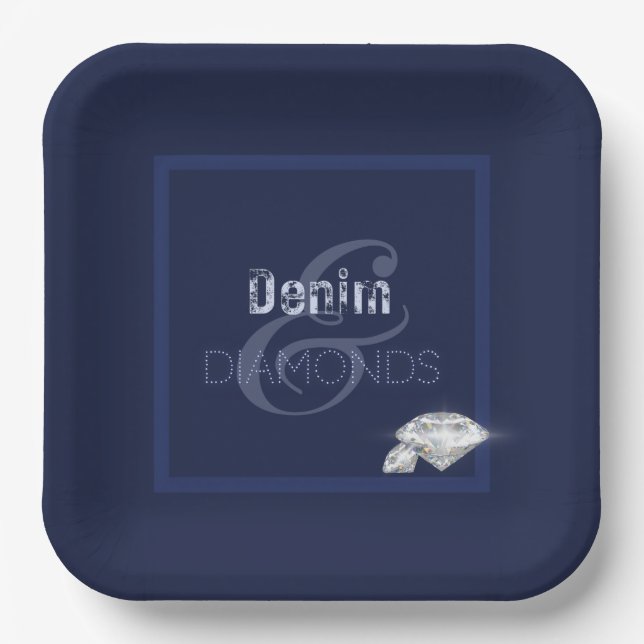 Papierplatte für Denim und Diamanten Pappteller (Vorderseite)