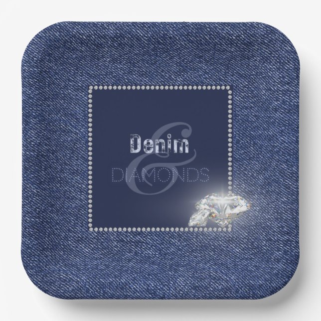 Papierplatte für Denim und Diamanten Pappteller (Vorderseite)