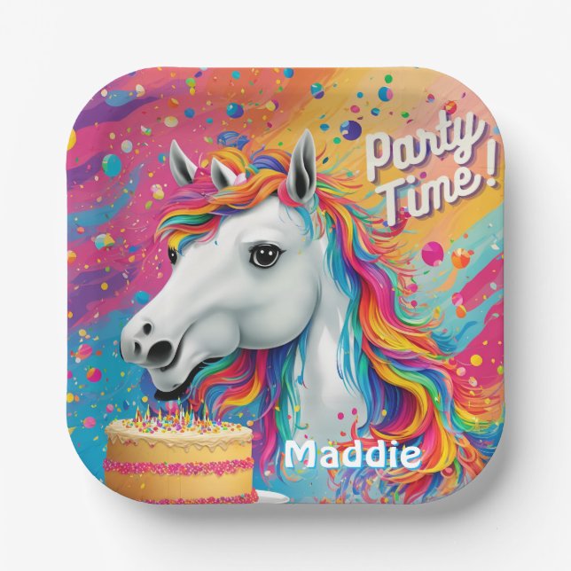 Papierplatte für Einhorn-Party Pappteller (Vorderseite)