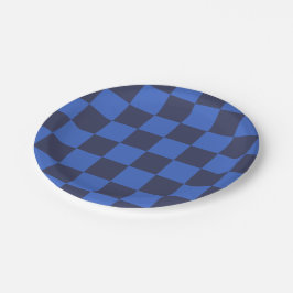 Papierplatte für moderne blaugeometrische Schachbr Pappteller