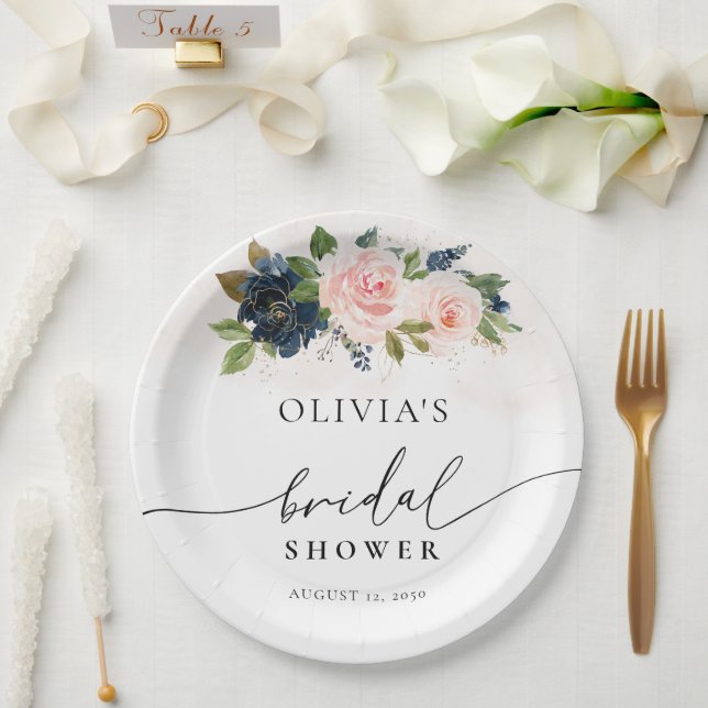 Papierplatte für navy und rosa Brautparty Pappteller (Hochzeit)