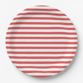 Papierplatte für Preppy Red & White Streifen Pappteller