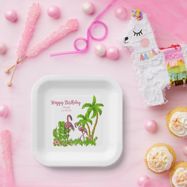 Papierplatte für tropische Flamingos und Blume Pappteller (Party)