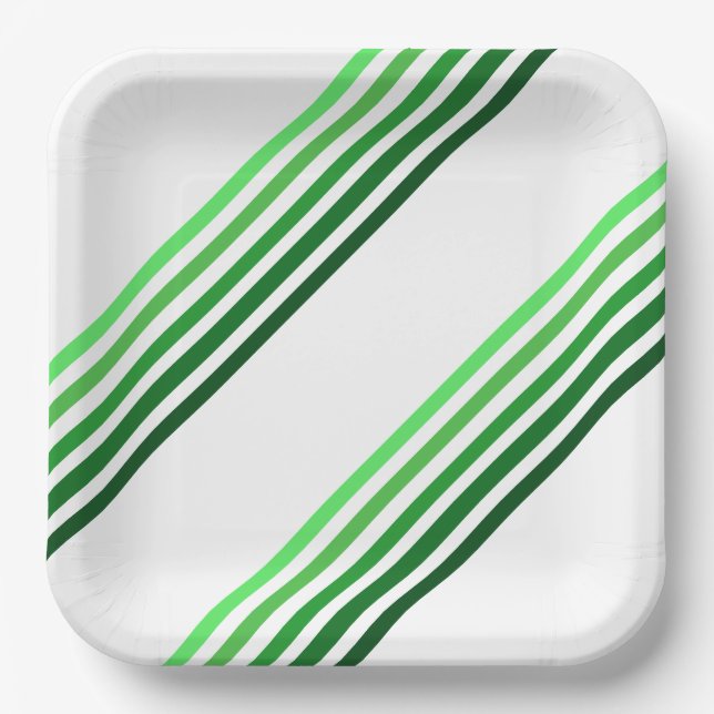 Papierplatte - grüne Diagonalstreifen Pappteller (Vorderseite)