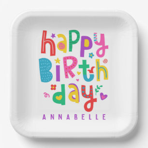 PAPIERPLATTE: HAPPY BIRTHDAY  PAPPTELLER