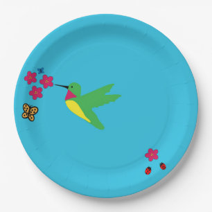 Papierplatte Hummingbird und Ladybug Pappteller