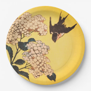 Papierplatte JAPANESE PRINT BLUME MIT BIRD Pappteller