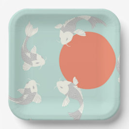 PAPIERPLATTE: JAPANISCHE STIL: KOI FISH PATTERN  PAPPTELLER