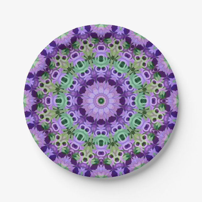 Papierplatte Mandala rundes Muster kaleidoscope re Pappteller (Vorderseite)