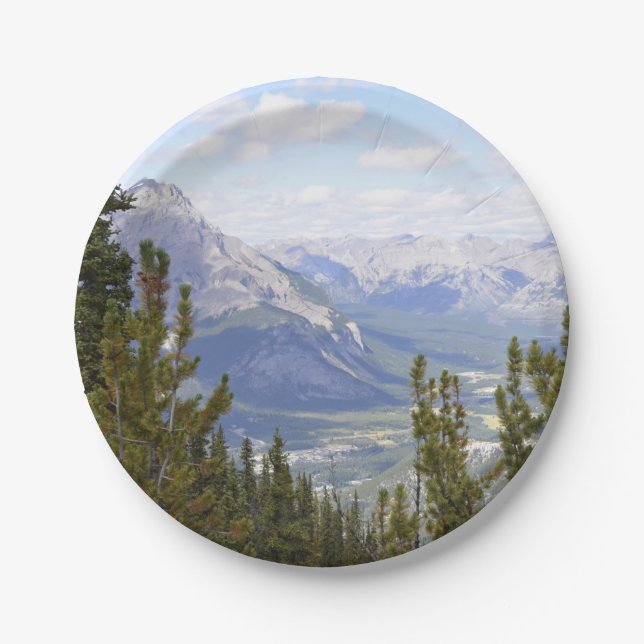 Papierplatte mit Bergszene Pappteller (Vorderseite)