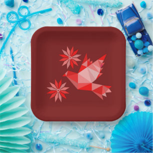 PAPIERPLATTE MIT SCHÖNER KUNST DES VÖGELS UND DER PAPPTELLER