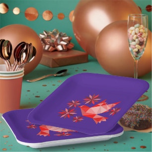 PAPIERPLATTE MIT SCHÖNER KUNST DES VÖGELS UND DER PAPPTELLER