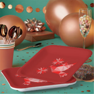 PAPIERPLATTE MIT SCHÖNER KUNST DES VÖGELS UND DER PAPPTELLER