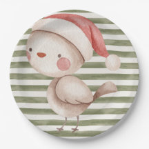 Papierplatte mit Weihnachten Birdie
