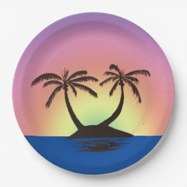 Papierplatte - Palm Island bei Sunset Pappteller