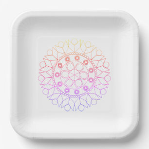 Papierplatte - pastellfarbenes Mandala-Muster Pappteller
