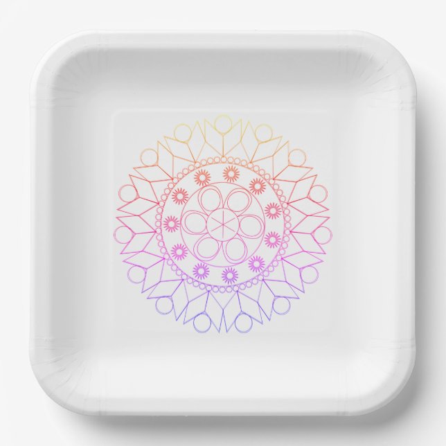 Papierplatte - pastellfarbenes Mandala-Muster Pappteller (Vorderseite)