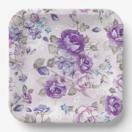 Papierplatte "Periwinkle floral design" Pappteller