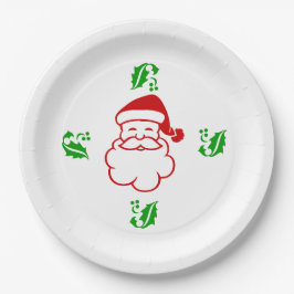 Papierplatte - Santa und Holly Pappteller