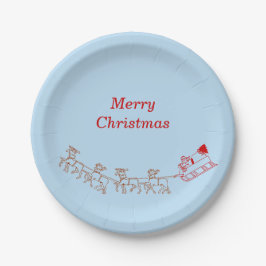 Papierplatte - Santa und Schlitten Pappteller