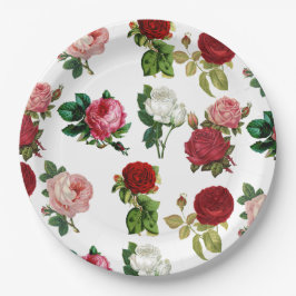 PAPIERPLATTE: VINTAGE ROSE PAPPTELLER