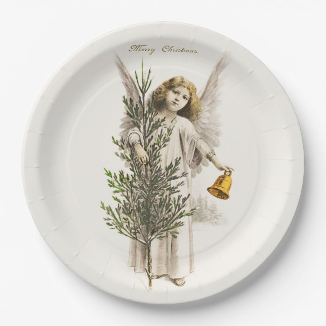 PAPIERPLATTE: WEINCHRISTMAS ANGEL PAPPTELLER (Vorderseite)