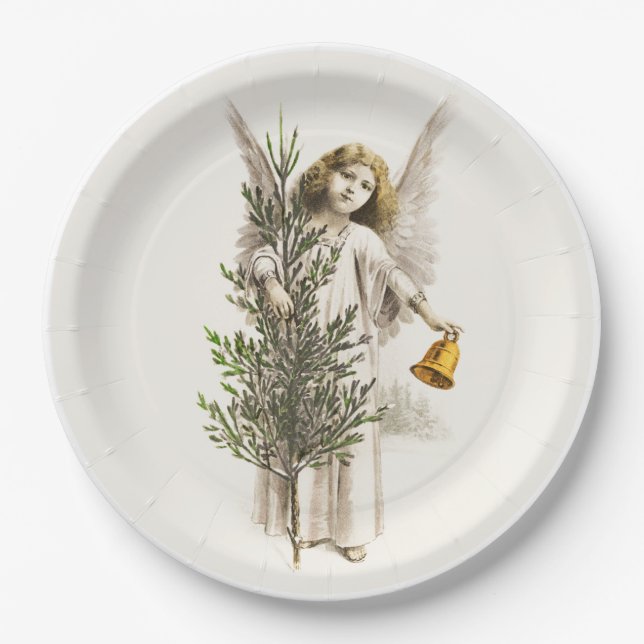 PAPIERPLATTE: WEINCHRISTMAS ANGEL PAPPTELLER (Vorderseite)
