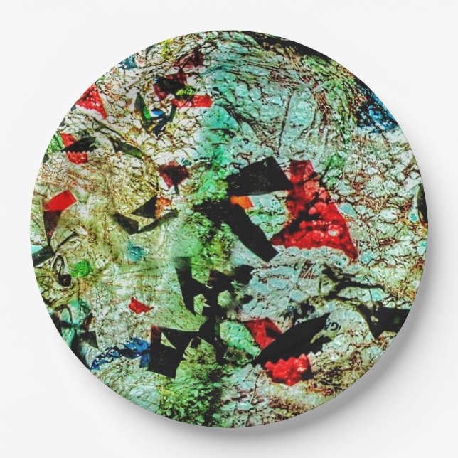 Papierplatte weiß abstrakte Textur nachhaltig Pappteller (Vorderseite)