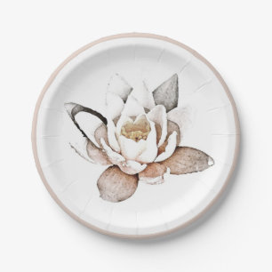 PAPIERPLATTE: WEISSER LOTUS PAPPTELLER