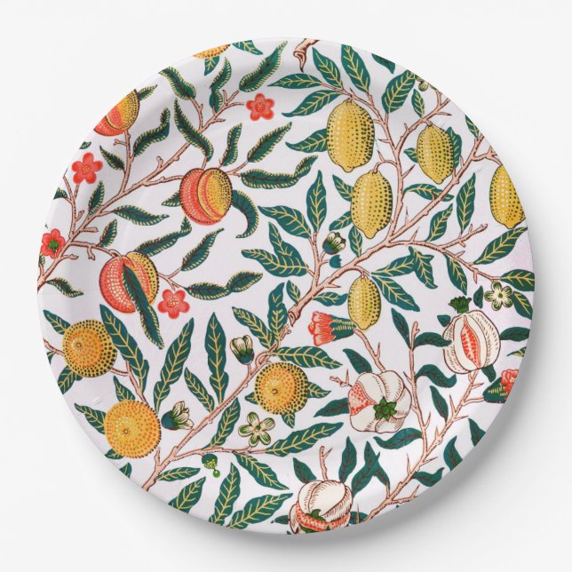PAPIERPLATTE: WILLIAM MORRIS : POMEGRANATE PAPPTELLER (Vorderseite)