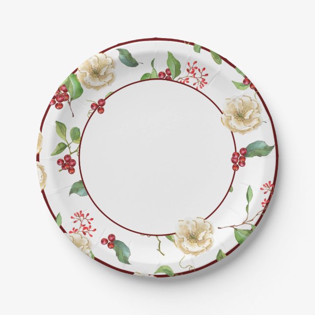 Papierplatten aus Magnolien, Folien und Berries Pappteller (Vorderseite)