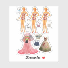 Papierpuppe Aufkleber