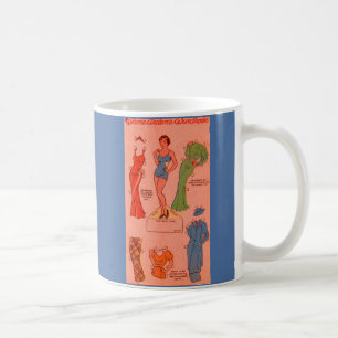 Papierpuppe aus den 1930er Jahren Jane Arden Kleid Kaffeetasse