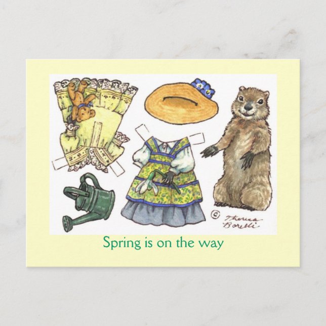 Papierpuppe für den Groundhog-Tag Postkarte (Vorderseite)