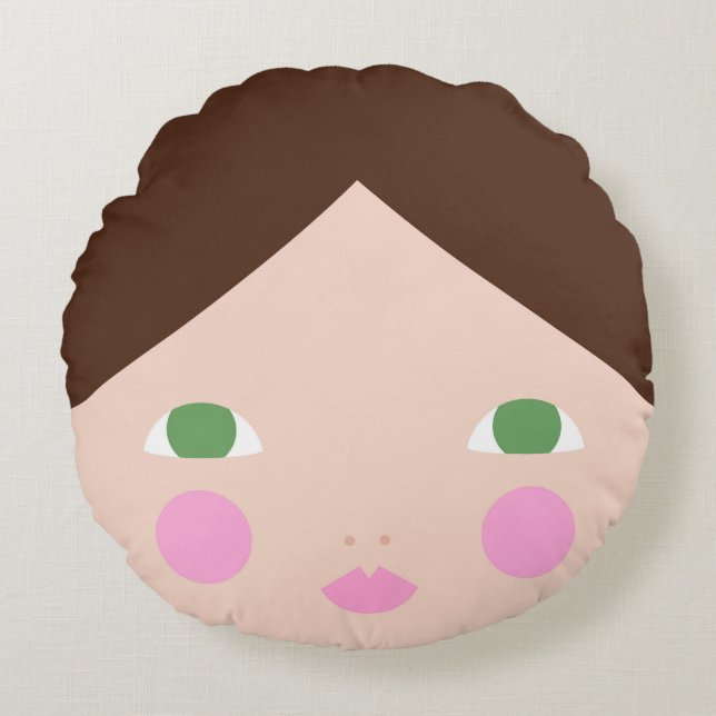 Papierpuppe Rundkissen Rundes Kissen (Vorderseite)