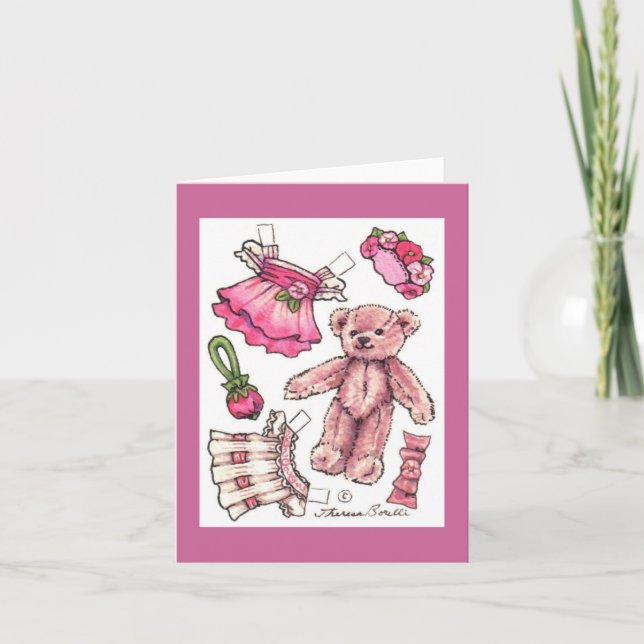 Papierpuppen-Teddybär-Raum-Anmerkung Karte (Vorderseite)