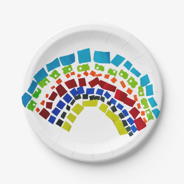 Papierregenbogen Pappteller (Vorderseite)