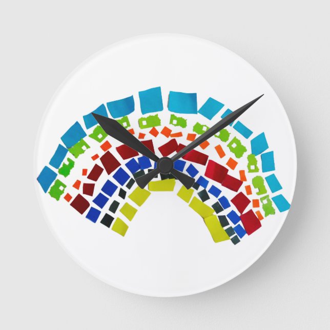 Papierregenbogen Runde Wanduhr (Vorderseite)