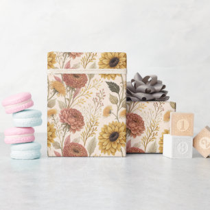 Papierrolle für den Blumendruck im Herbst Geschenkpapier