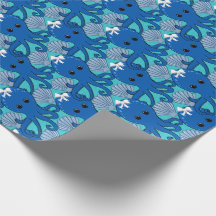 Papiers cadeaux Pieuvre Bleue avec Ruban