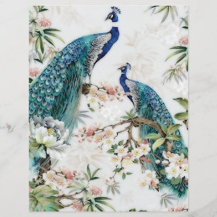 Papiers origami paons et fleurs vintage