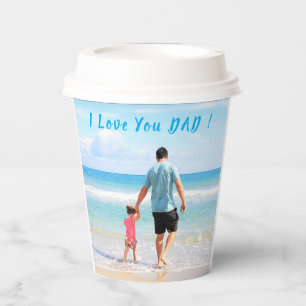 Papierschaaltjes met eigen foto van papa en tekst pappbecher