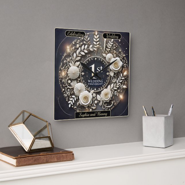 Papierschaden dauerhafter Liebe Quadratische Wanduhr (Büro)