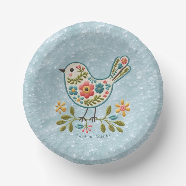 Papierschale für kleine Vogelblütengrün-Blätter Pappteller (Vorderseite)