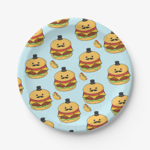 Papierschalen, Blaue Hotdog Hamburger Pappteller